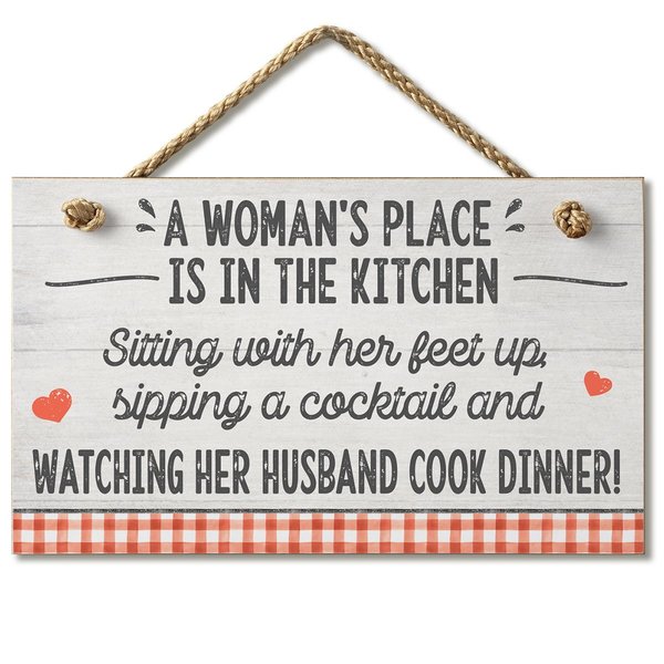 Highland Woodcrafters Woman's Place Hanging Sign 9.5 x 5.5 4103206